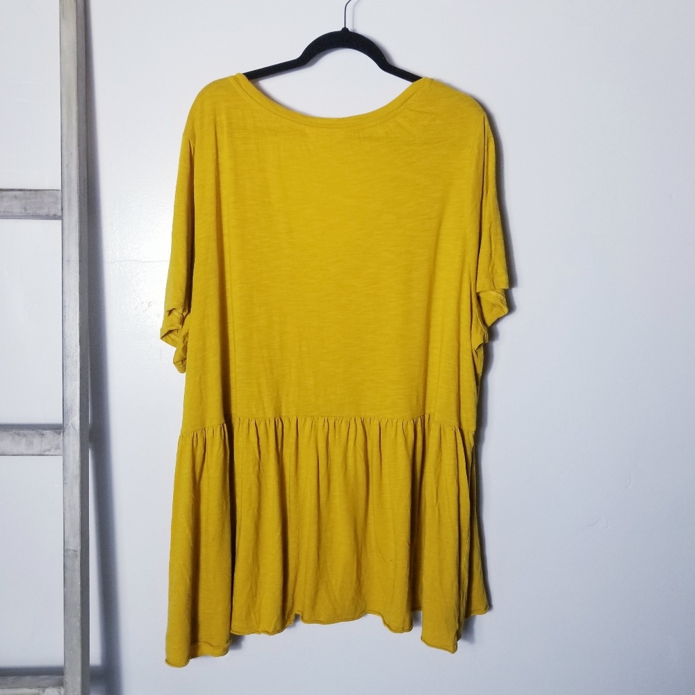TERRA & SKY MUSTARD YELLOW V-NECK BABYBOLL BLOUSE SIZE 4X - Picture 2 of 11
